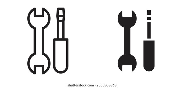 Repair tools liner icon vector set.