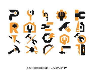 Reparatur-Tools Logo Element Set
