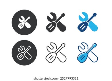 Coleção de ícones de estilo multi série das ferramentas de reparo. Ilustração de vetor de símbolo e ícone mínimo