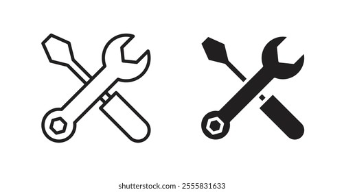 Repair tools outlined and solid icon vector collection.