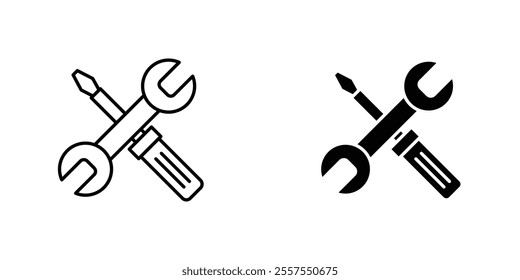 Repair tools outlined and solid icon vector collection.