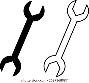 Repair tools and service icon set. Wrench, screwdriver and gear setting vector collection isolated on transparent background. Spanner perfect for diy crafting, and repair projects glyph symbol.