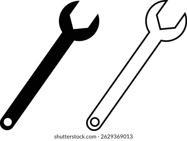 Repair tools and service icon set. Wrench, screwdriver and gear setting vector collection isolated on transparent background. Spanner perfect for diy crafting, and repair projects glyph symbol.