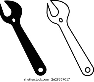 Repair tools and service icon set. Wrench, screwdriver and gear setting vector collection isolated on transparent background. Spanner perfect for diy crafting, and repair projects glyph symbol.