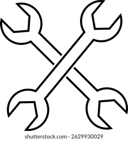 Repair tools and service icon Wrench, screwdriver and gear setting vector isolated on transparent background. Spanner perfect for diy crafting, and repair projects glyph symbol.