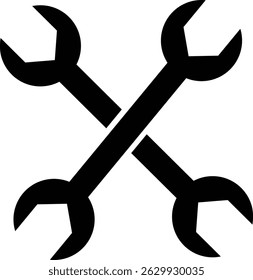 Repair tools and service icon Wrench, screwdriver and gear setting vector isolated on transparent background. Spanner perfect for diy crafting, and repair projects glyph symbol.