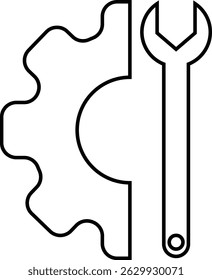 Repair tools and service icon Wrench, screwdriver and gear setting vector isolated on transparent background. Spanner perfect for diy crafting, and repair projects glyph symbol.