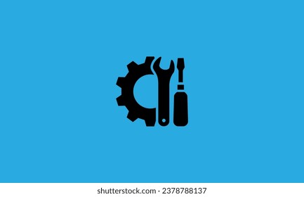 Vector de icono de configuración de herramientas de reparación. Símbolos de la rueda del engranaje del destornillador de la llave. soporte, servicio, configuración de concepto web móvil Ilustración de diseño