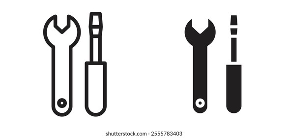 Repair tools vector icon set in black color.