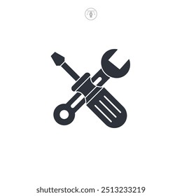 Repair tools, wrench and screwdriver icon symbol vector illustration isolated on white background