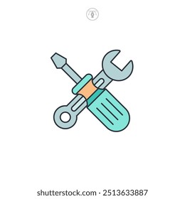 Repair tools, wrench and screwdriver icon symbol vector illustration isolated on white background