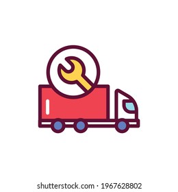 Repair truck color line icon. Isolated vector element. Outline pictogram for web page, mobile app, promo