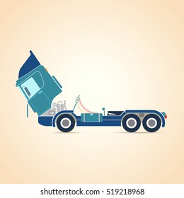 Repair of trucks. Vector illustration