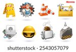 Repair and Under construction 3d cartoon vector set