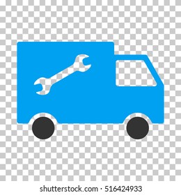 Repair Van EPS vector icon. Illustration style is flat iconic bicolor blue and gray symbol on chess transparent background.