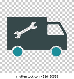 Repair Van EPS vector pictogram. Illustration style is flat iconic bicolor soft blue symbol on chess transparent background.