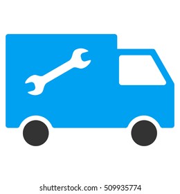 Repair Van vector icon. Illustration style is a flat iconic bicolor blue and gray symbol on white background.