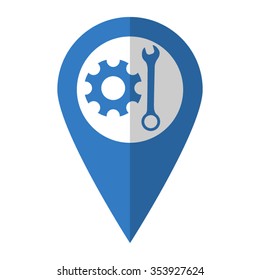 Repair - vector icon; blue map  pointer