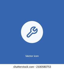 Un icono de vector de reparación en color azul y blanco