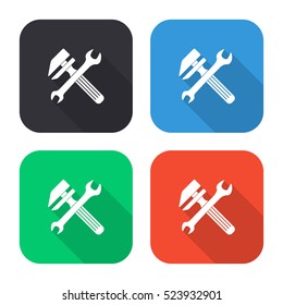 Repair vector icon - colored illustration (gray blue green red)  with long shadow