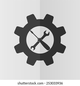 Repair vector icon. Effect of folded paper. Flat design