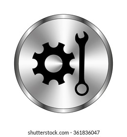 Repair - vector icon;  metal button