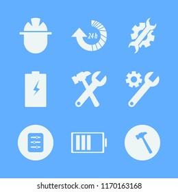 repair vector icons set. with wrench gear, wrench hammer, filter and builder in set