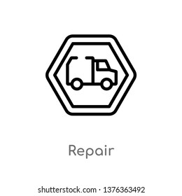 repair vector line icon. Simple element illustration. repair outline icon from transport concept. Can be used for web and mobile