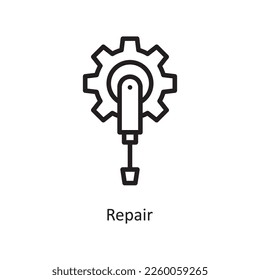 Reparar ilustración de diseño de icono de contorno del vector. Símbolo de ingeniería sobre archivo EPS 10 de fondo blanco