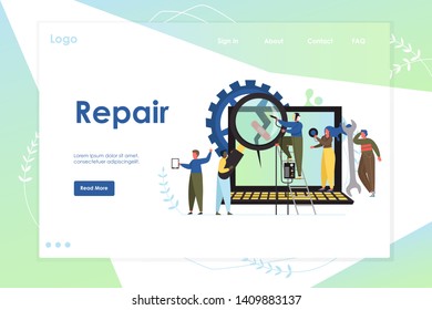 Repair vector website landing page design template