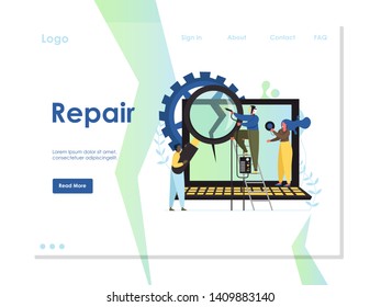 Repair vector website landing page design template