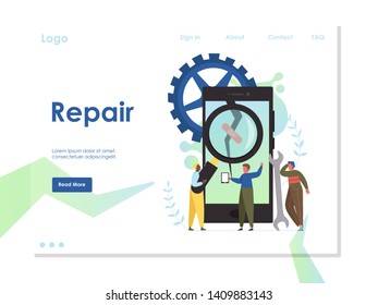 Repair vector website landing page design template