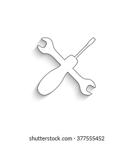 Repair - white vector icon  with shadow