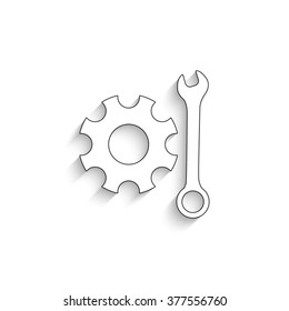 Repair - white vector icon  with shadow
