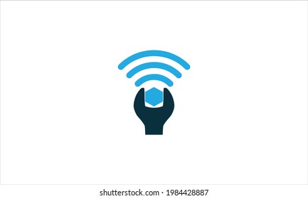 Repair Wifi fix Icon Logo Design Element vector illustration
