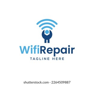 Repair Wifi Icon Logo Design Element. Wifi fix logo vector template