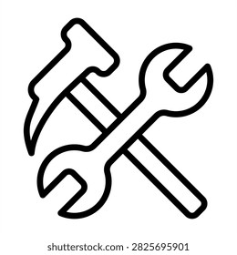 Repair Work Icon - Black Outline Icons Style For Construction Management and Building Industry