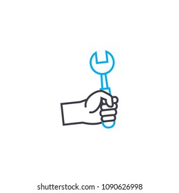 Repair work vector thin line stroke icon. Repair work outline illustration, linear sign, symbol concept.