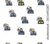 repair worker engineer man vector seamless pattern thin line illustration