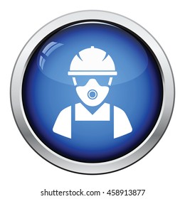 Repair worker icon. Glossy button design. Vector illustration.
