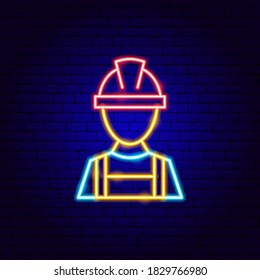 Repair Worker Neon Sign. Vector Illustration of Service Promotion.