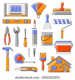 Repair working tools set. Equipment for construction industry and business.