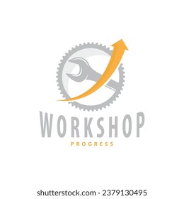 Repair Workshop Logo, Simple Key and Gear Design for a Simple Vehicle Repair Business, Vector Templet Illustration