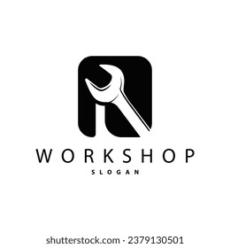 Repair Workshop Logo, Simple Key and Gear Design for a Simple Vehicle Repair Business, Vector Templet Illustration