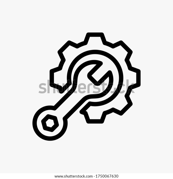 Repair wrench icon designed in a line style,\
editable stroke