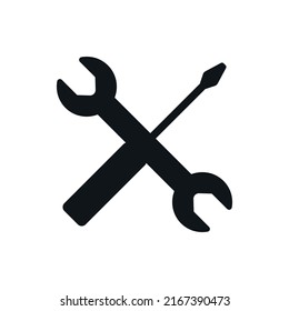 Reparar el icono de la llave inglesa simple del vector negro.