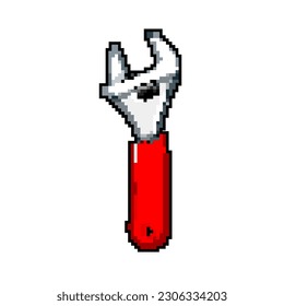 repair wrench tool game pixel art retro vector. bit repair wrench tool. old vintage illustration