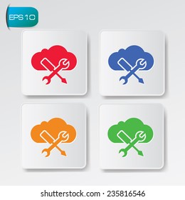 Repair,cloud computing icon on buttons,clean vector