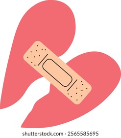 Repaired Broken Heart with Bandage Illustration
