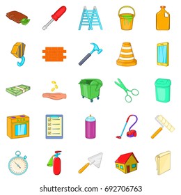 Repaired facade icons set. Cartoon set of 25 repaired facade vector icons for web isolated on white background